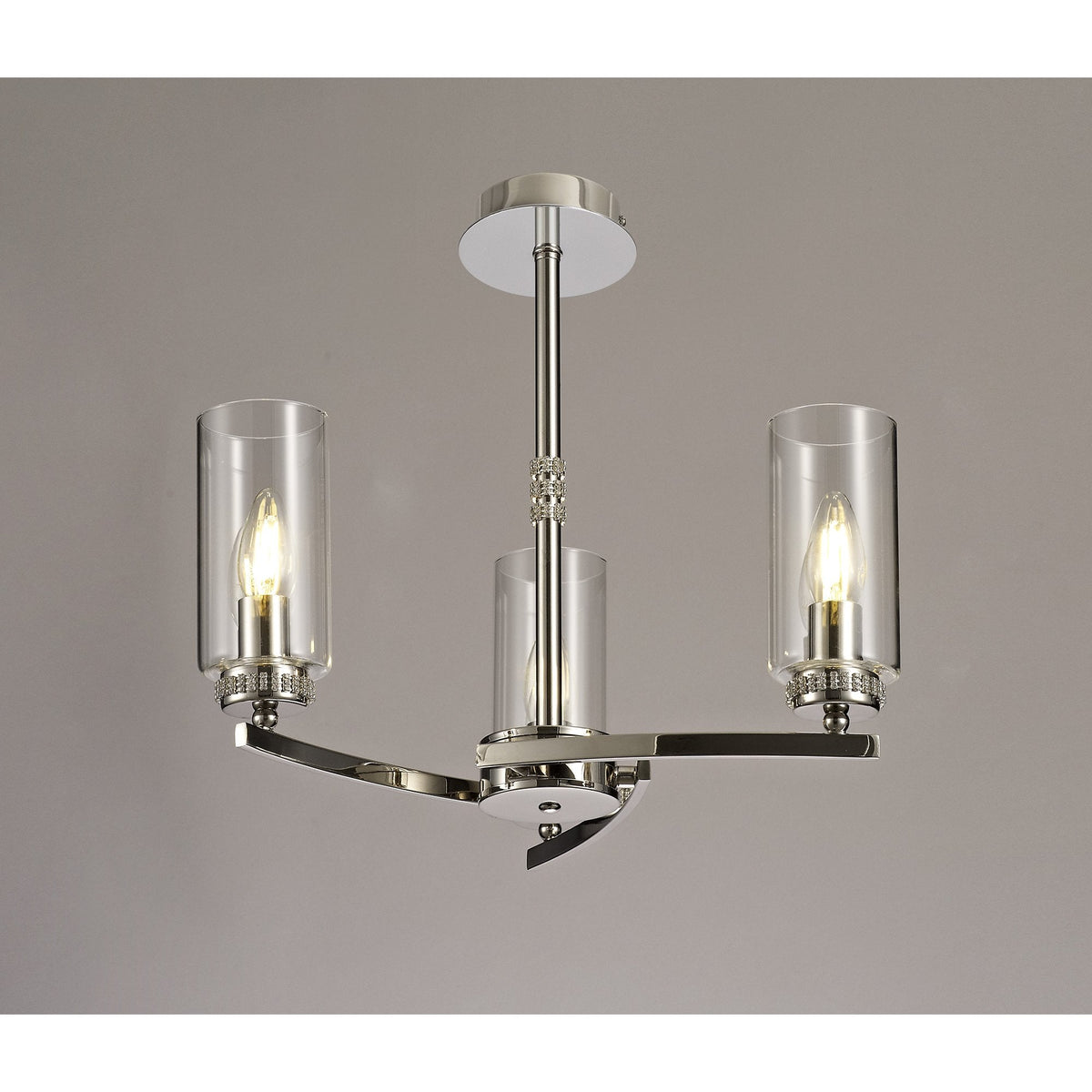 Dunstone 3 Arm Pendant or Semi Flush in Polished Nickel