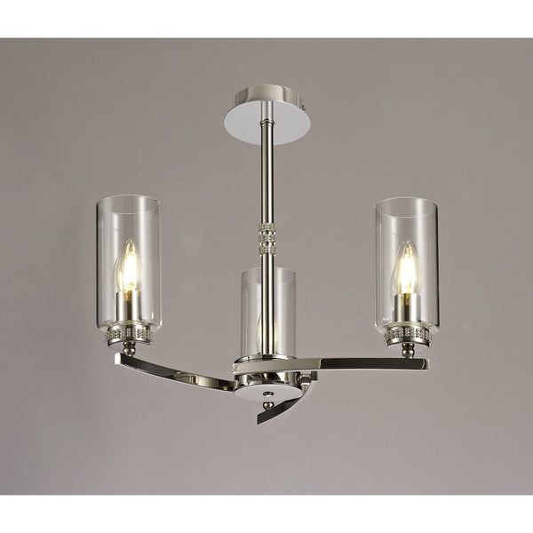 Dunstone 3 Arm Pendant or Semi Flush in Polished Nickel