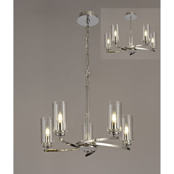 Dunstone 5 Arm Pendant or Semi Flush in Polished Nickel