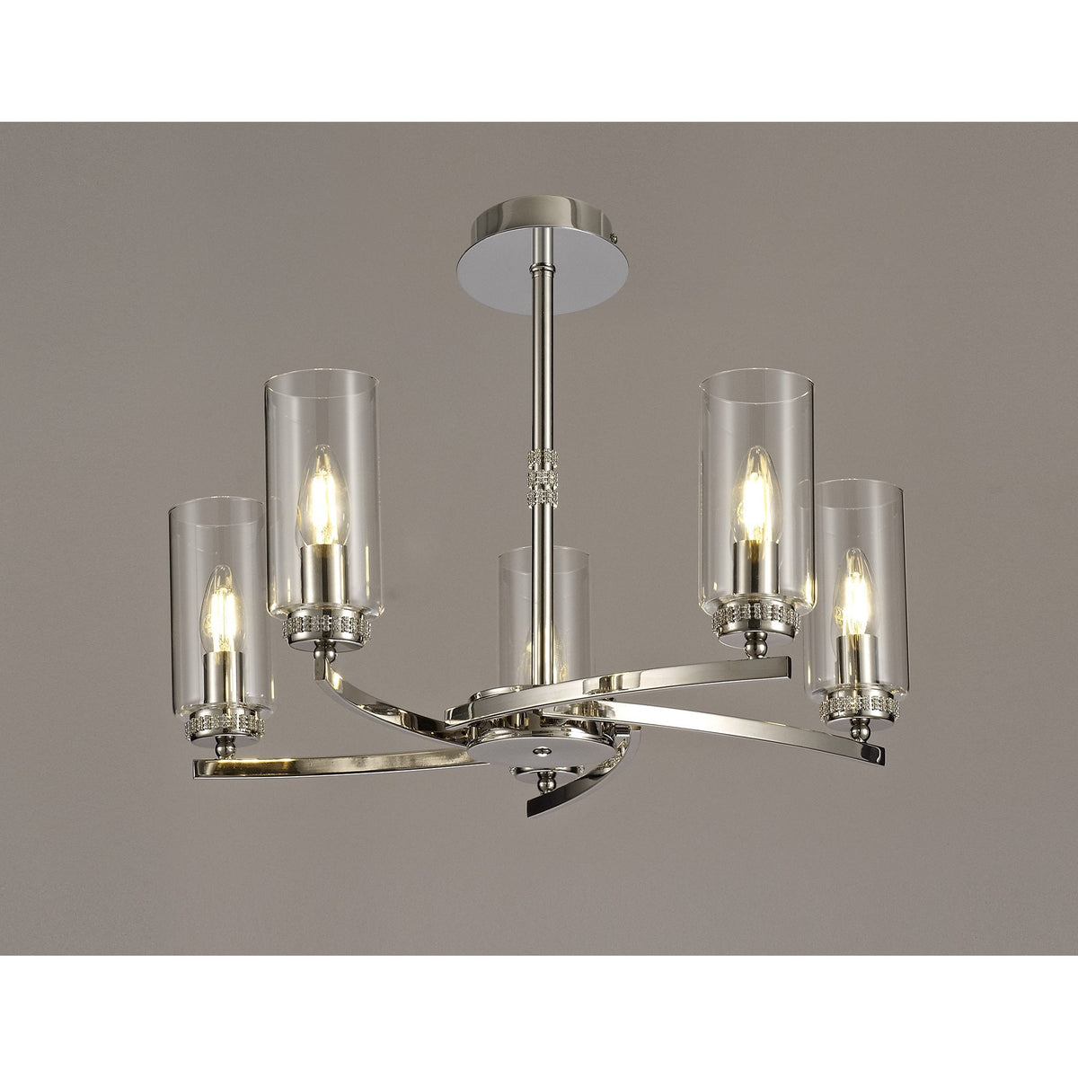 Dunstone 5 Arm Pendant or Semi Flush in Polished Nickel