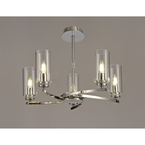 Dunstone 5 Arm Pendant or Semi Flush in Polished Nickel