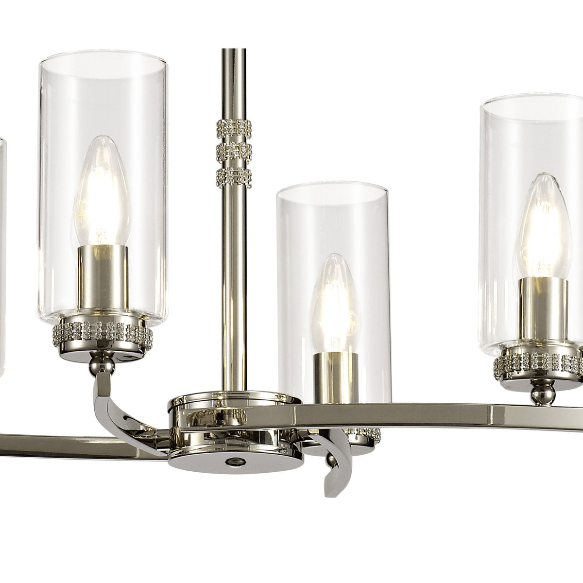 Dunstone 6 Arm Rectangular Pendant or Semi Flush in Polished Nickel