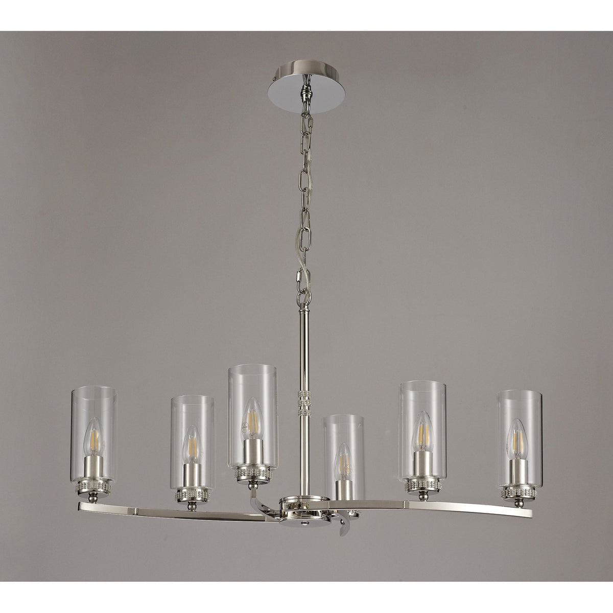 Dunstone 6 Arm Rectangular Pendant or Semi Flush in Polished Nickel