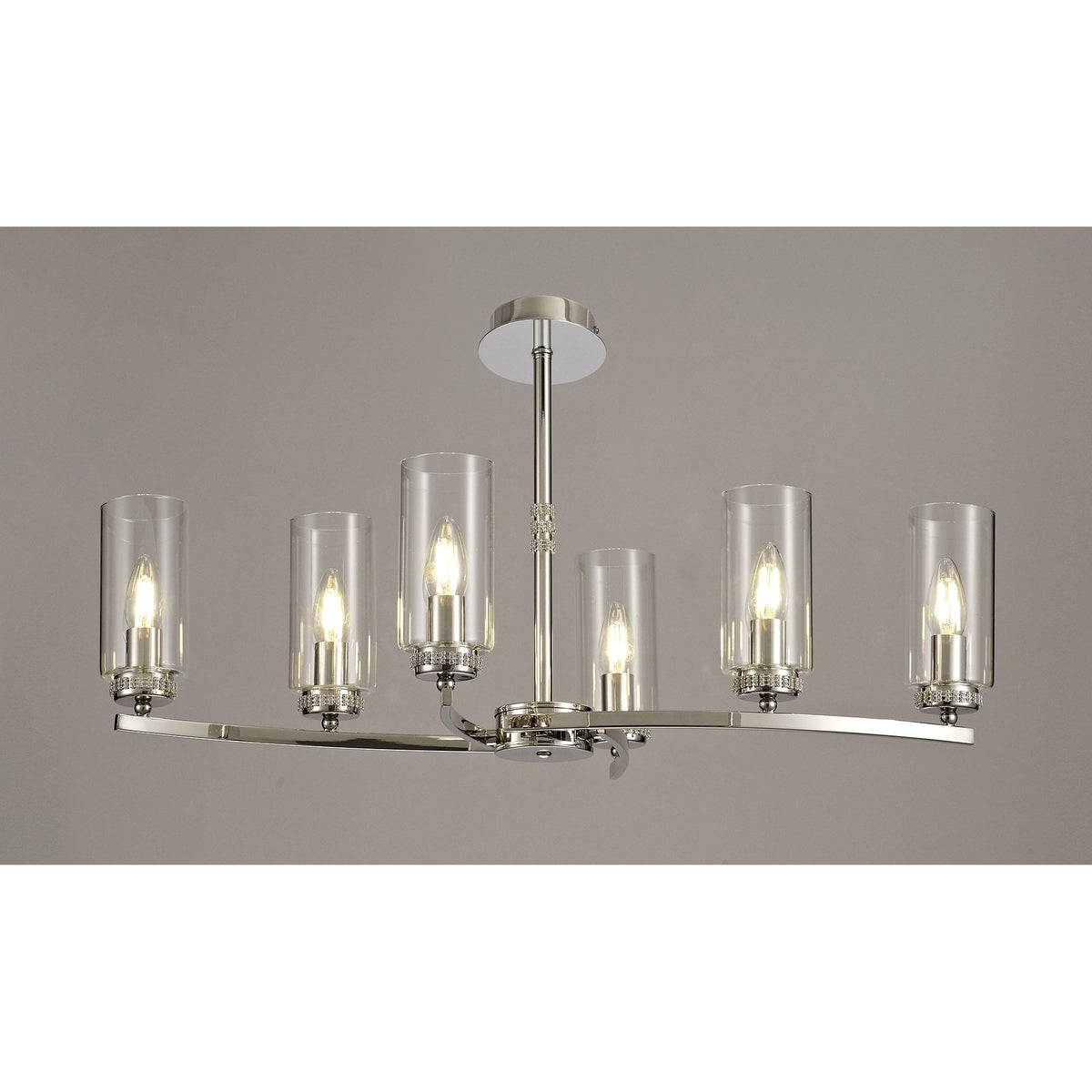 Dunstone 6 Arm Rectangular Pendant or Semi Flush in Polished Nickel
