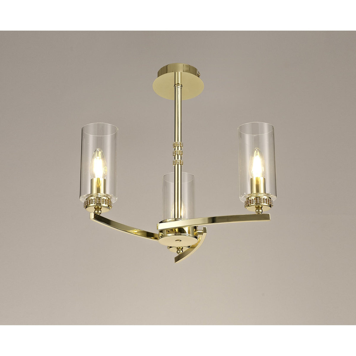 Dunstone 3 Arm Pendant or Semi Flush in Polished Gold