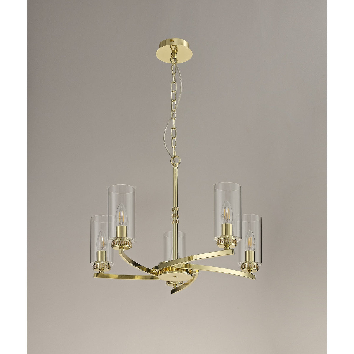 Dunstone 5 Arm Pendant or Semi Flush in Polished Gold
