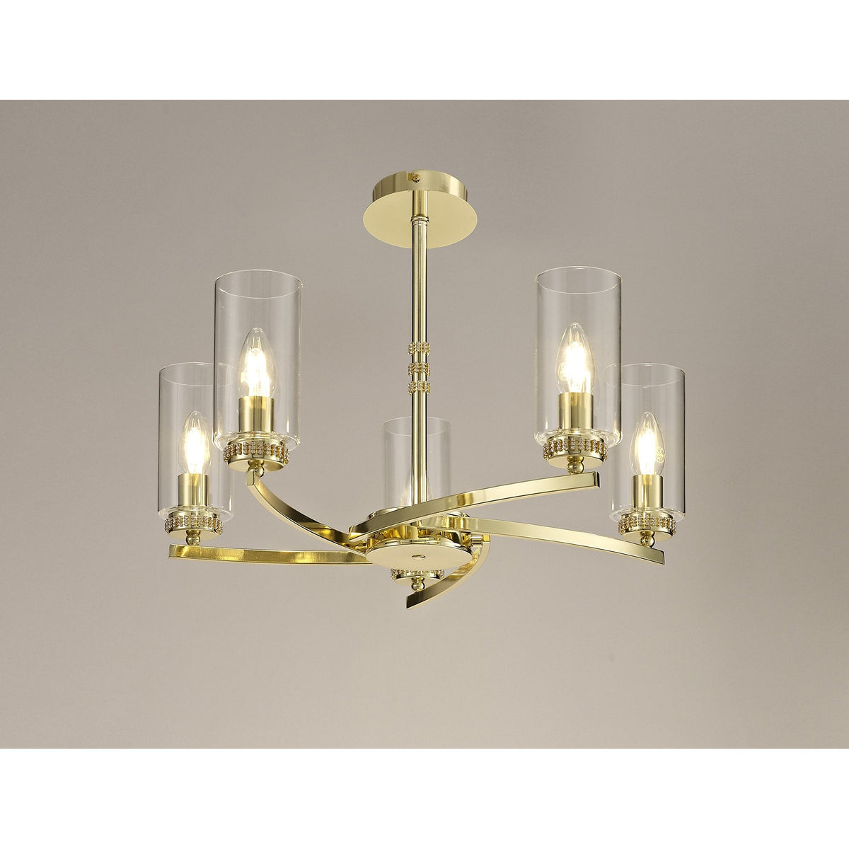 Dunstone 5 Arm Pendant or Semi Flush in Polished Gold