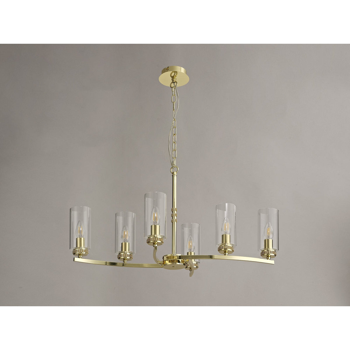 Dunstone 6 Arm Rectangular Pendant or Semi Flush in Polished Gold
