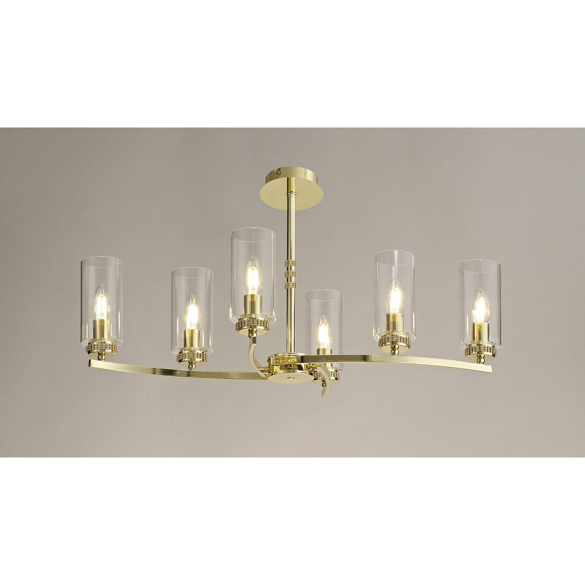 Dunstone 6 Arm Rectangular Pendant or Semi Flush in Polished Gold