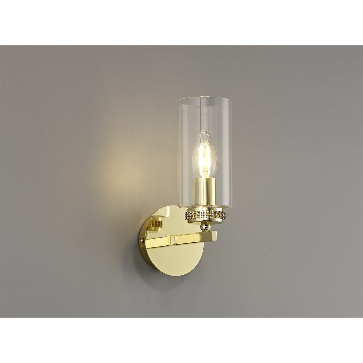 Dunstone Switched Single Arm Wall Light in Polished Gold