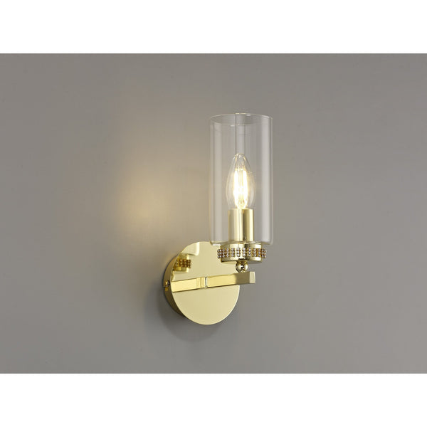 Dunstone Switched Single Arm Wall Light in Polished Gold