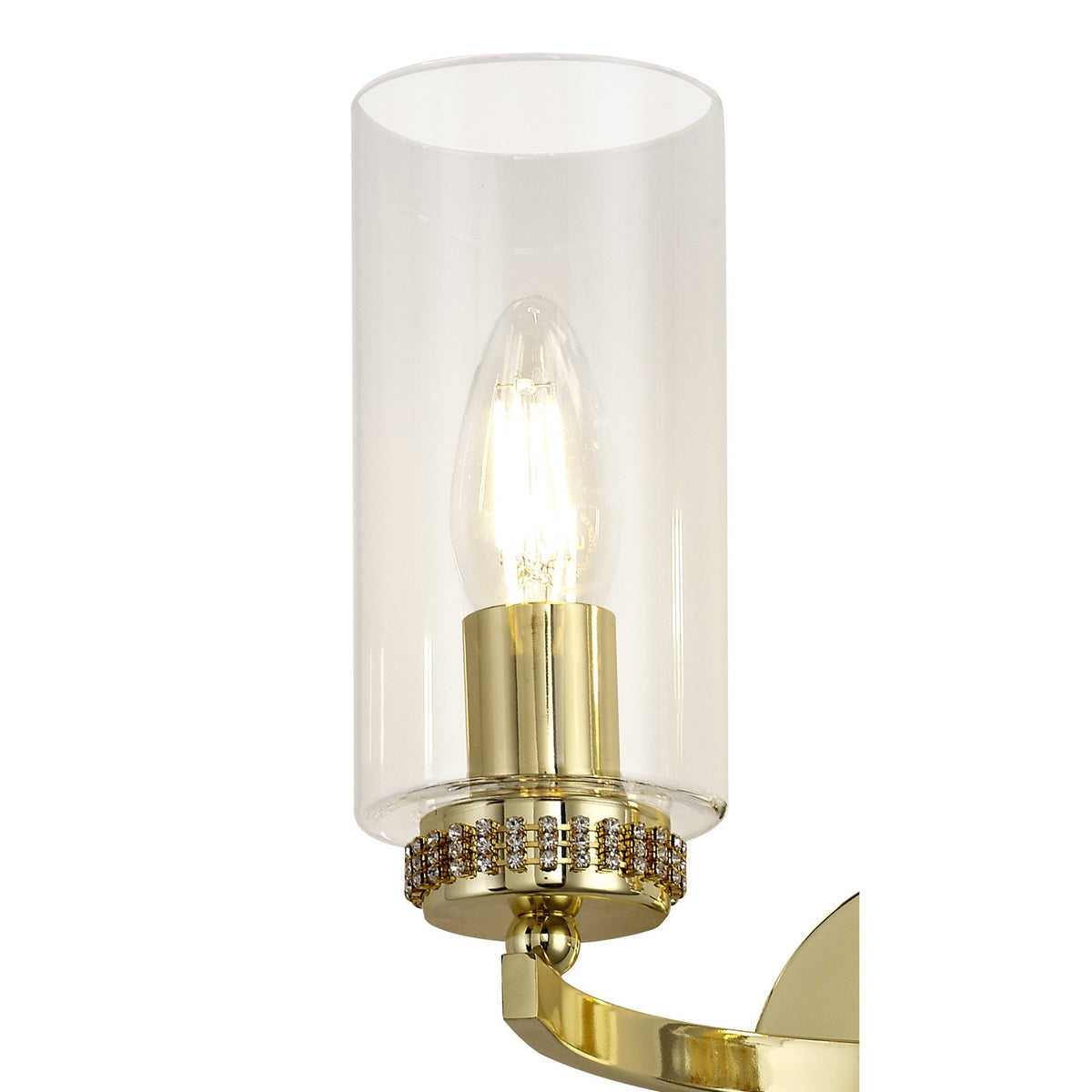 Dunstone Switched Twin Arm Wall Light in Polished Gold