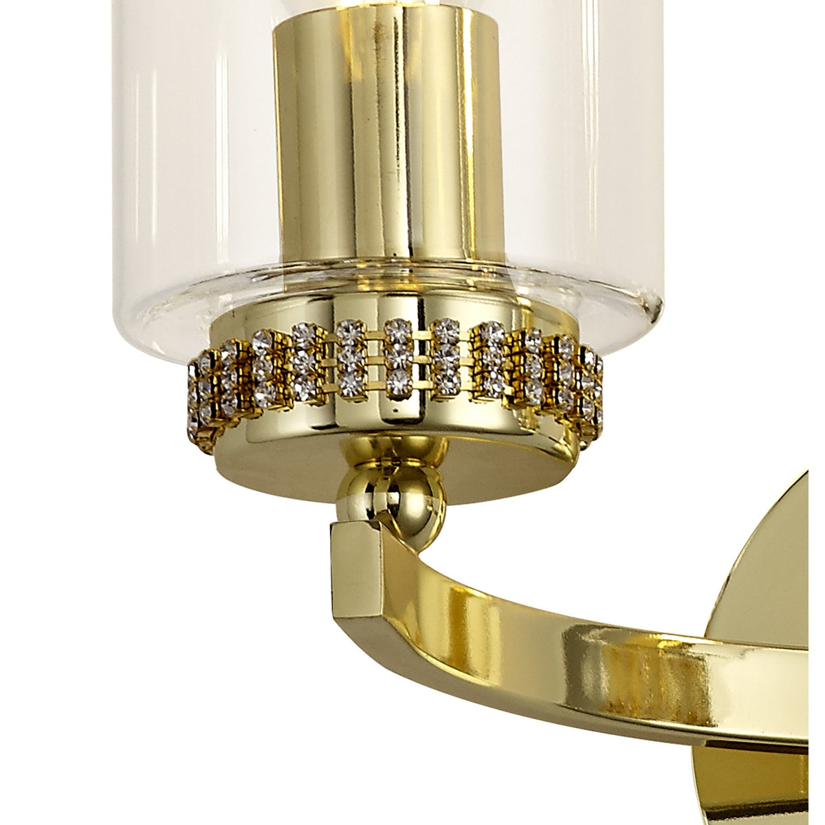 Dunstone Switched Twin Arm Wall Light in Polished Gold