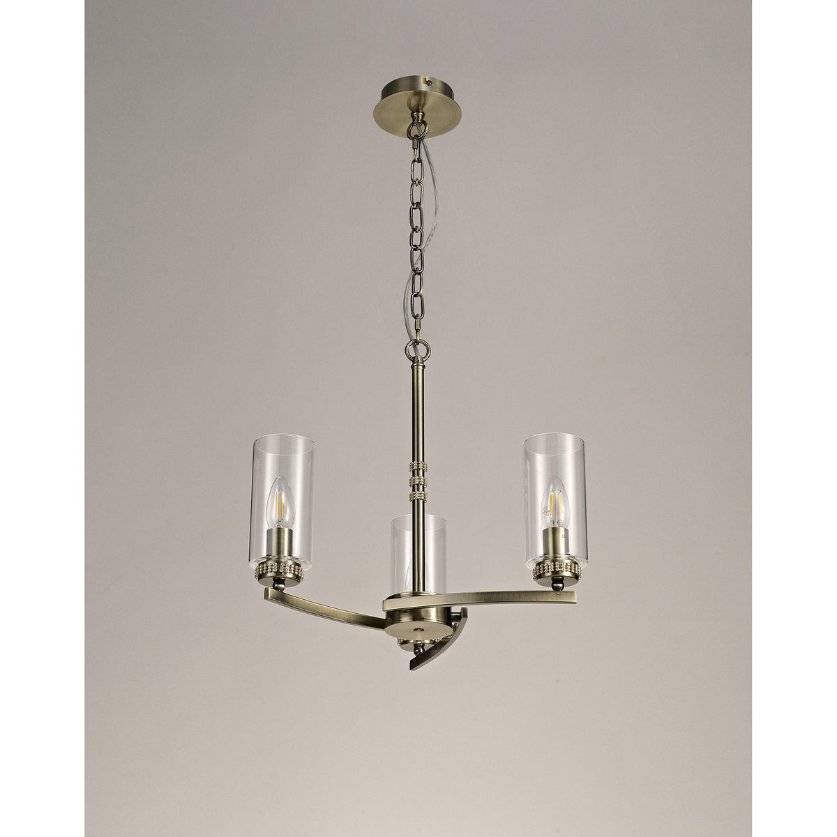Dunstone 3 Arm Pendant or Semi Flush in Antique Brass