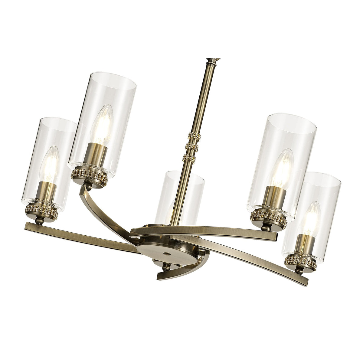 Dunstone 5 Arm Pendant or Semi Flush in Antique Brass