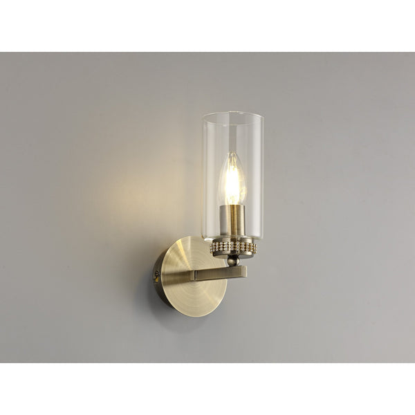 Dunstone Switched Single Arm Wall Light in Antique Brass