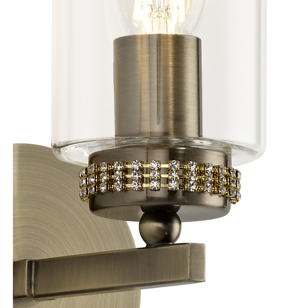 Dunstone Switched Single Arm Wall Light in Antique Brass