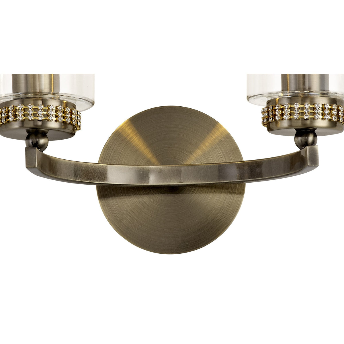 Dunstone Switched Twin Arm Wall Light in Antique Brass
