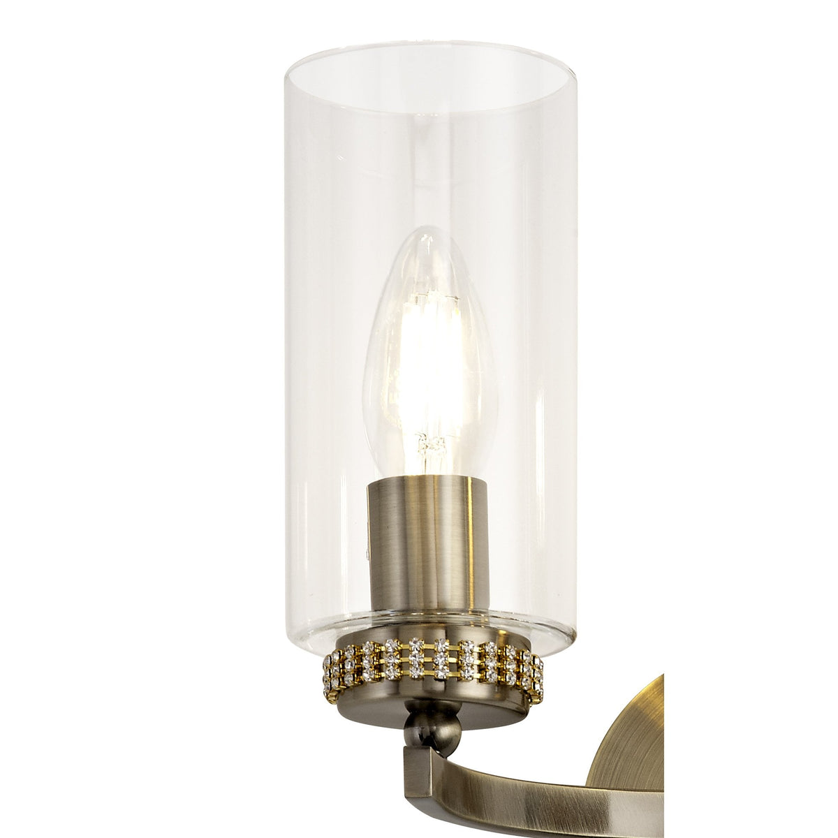 Dunstone Switched Twin Arm Wall Light in Antique Brass