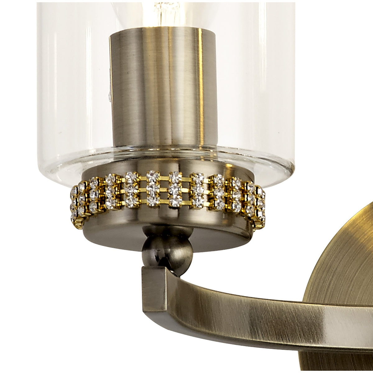 Dunstone Switched Twin Arm Wall Light in Antique Brass