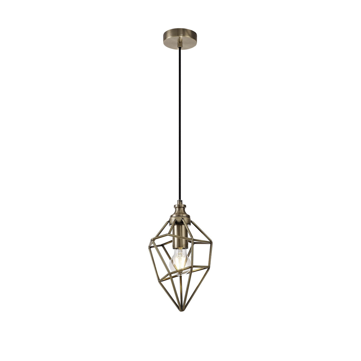 Dunterton Small E27 Pendant in Antique Brass