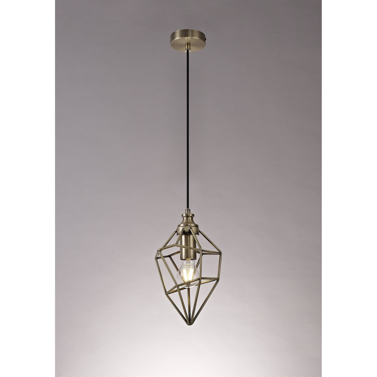 Dunterton Small E27 Pendant in Antique Brass