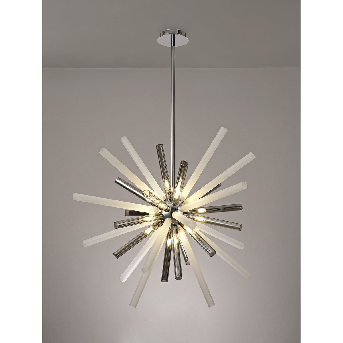 Frithelstock 16 Light Polished Chrome Pendant with Smoked & Frosted Glass