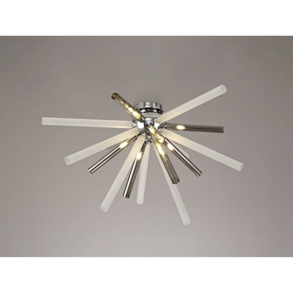 Frithelstock Semi-Flush Ceiling Light in Polished Chrome with Smoked & Frosted Glass