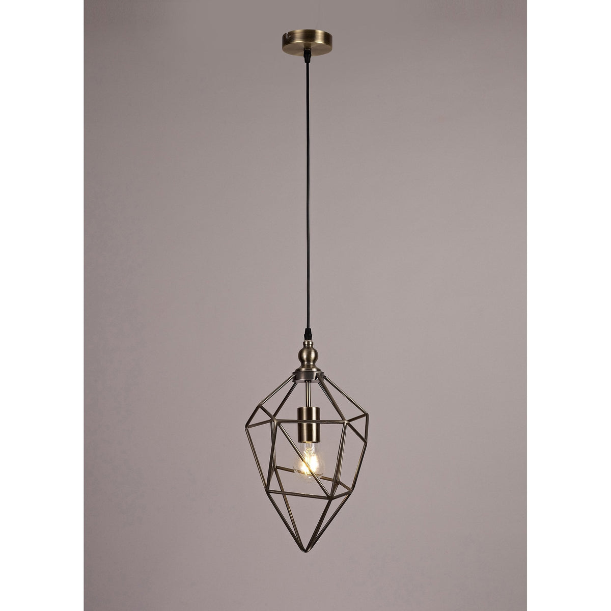 Dunterton Medium E27 Pendant in Antique Brass