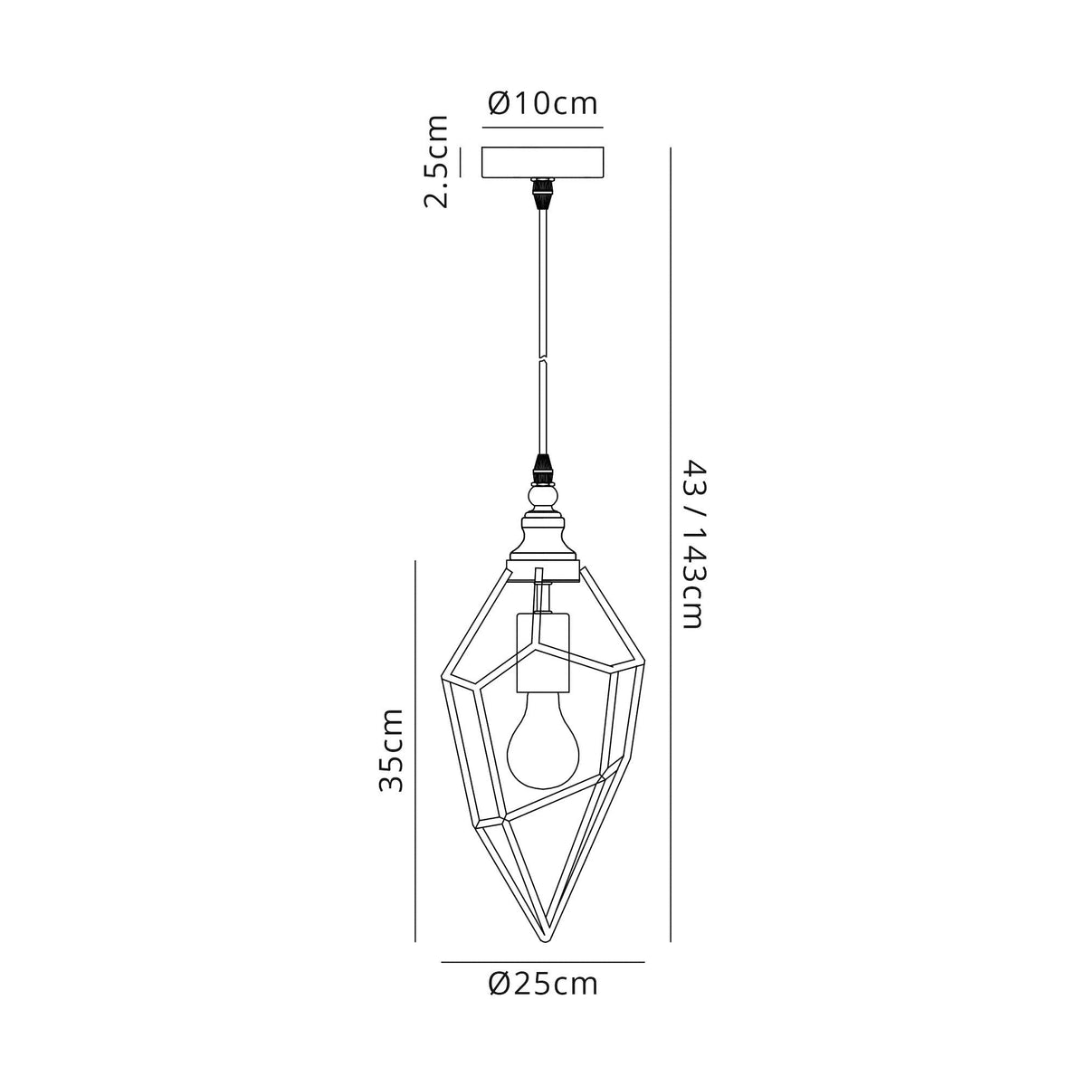 Dunterton Medium E27 Pendant in Antique Brass
