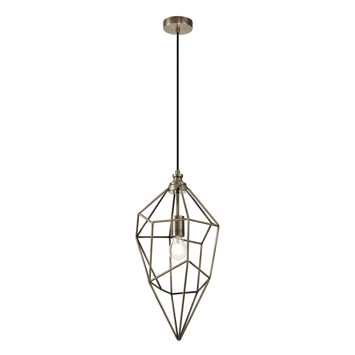 Dunterton Large E27 Pendant in Antique Brass
