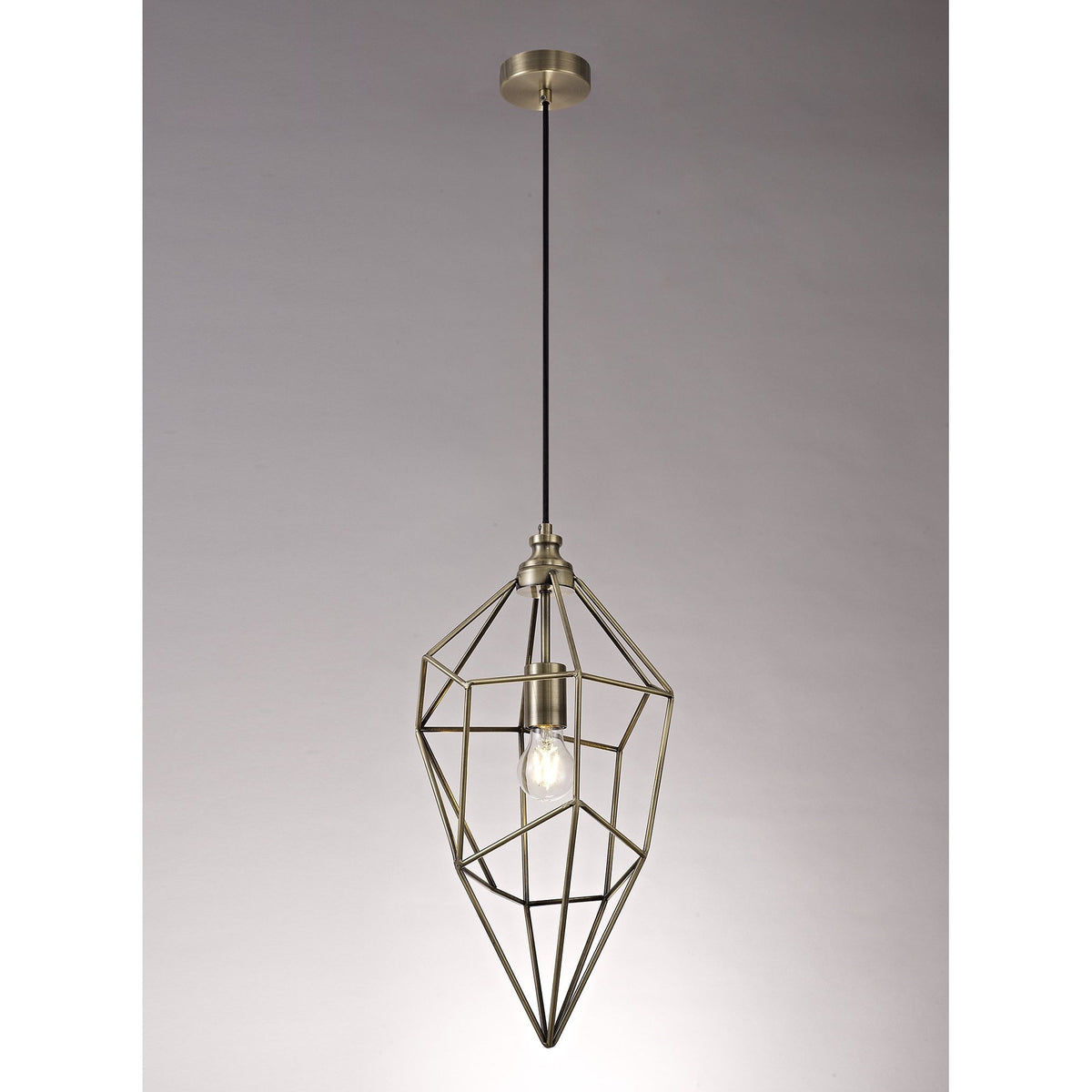 Dunterton Large E27 Pendant in Antique Brass