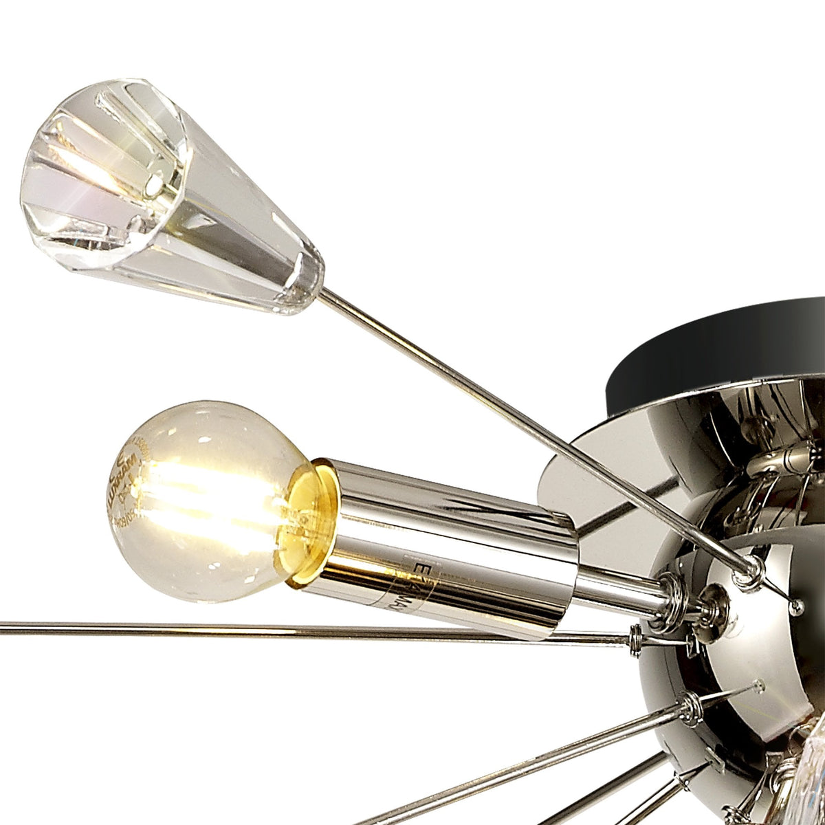 Magna 6 Light Polished Nickel with Crystal Sputnik Ceiling Light
