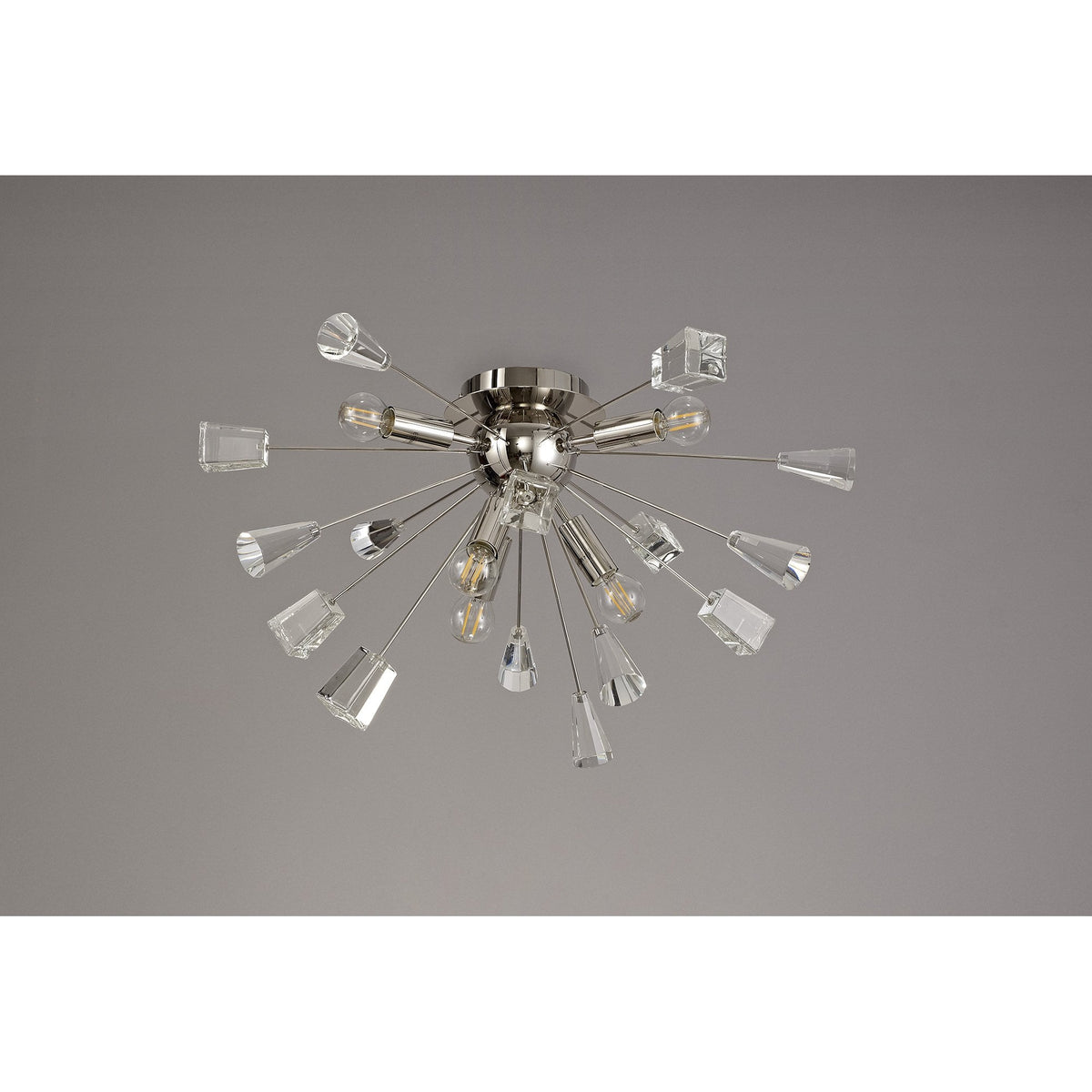 Magna 6 Light Polished Nickel with Crystal Sputnik Ceiling Light