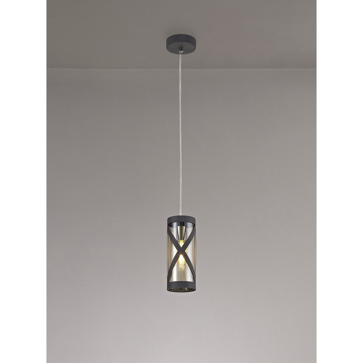 Harberton Single Pendant in Matt Grey