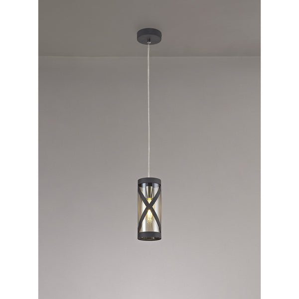 Harberton Single Pendant in Matt Grey