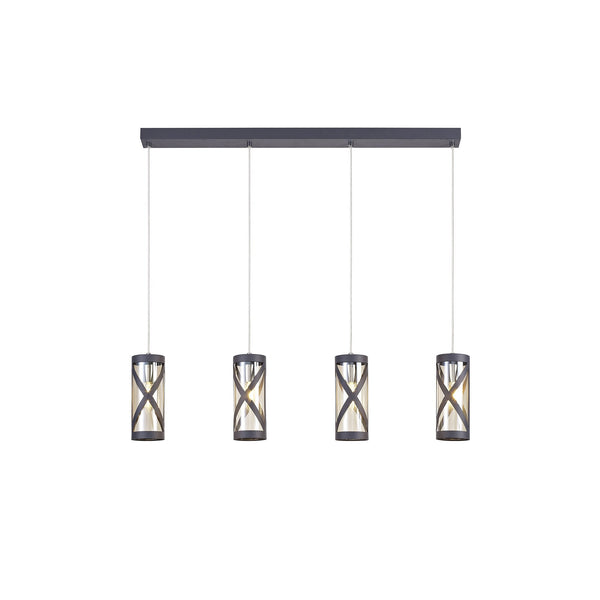 Harberton Four Light Pendant in Matt Grey