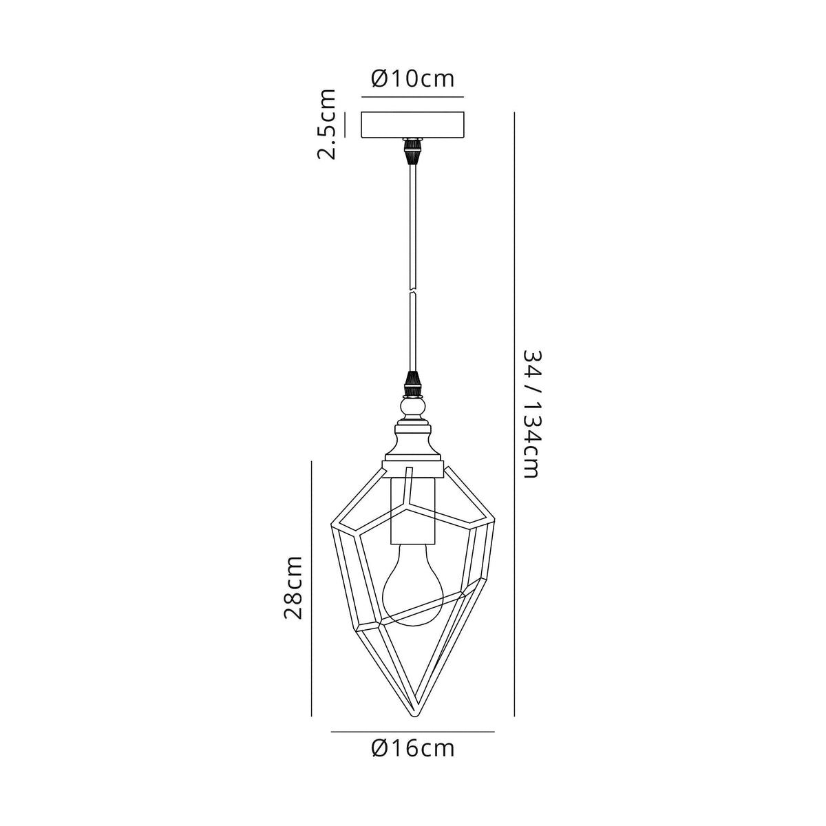 Dunterton Small E27 Pendant in Black Nickel