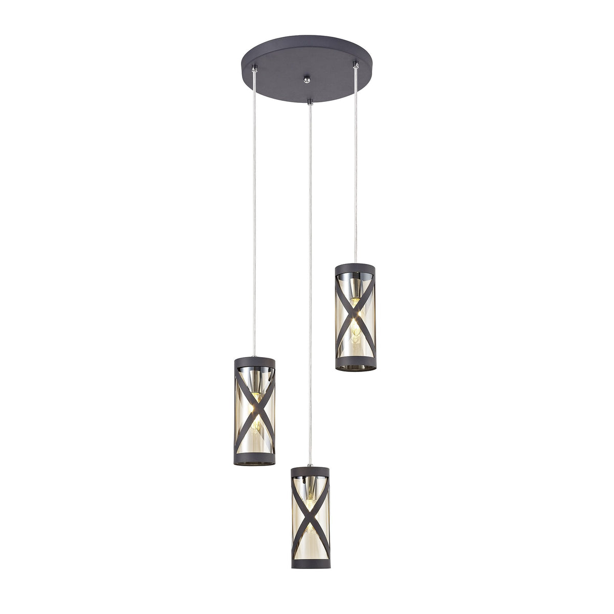 Harberton Triple Round Pendant in Matt Grey