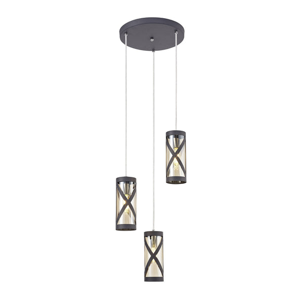Harberton Triple Round Pendant in Matt Grey