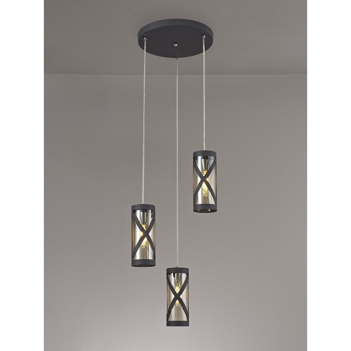 Harberton Triple Round Pendant in Matt Grey