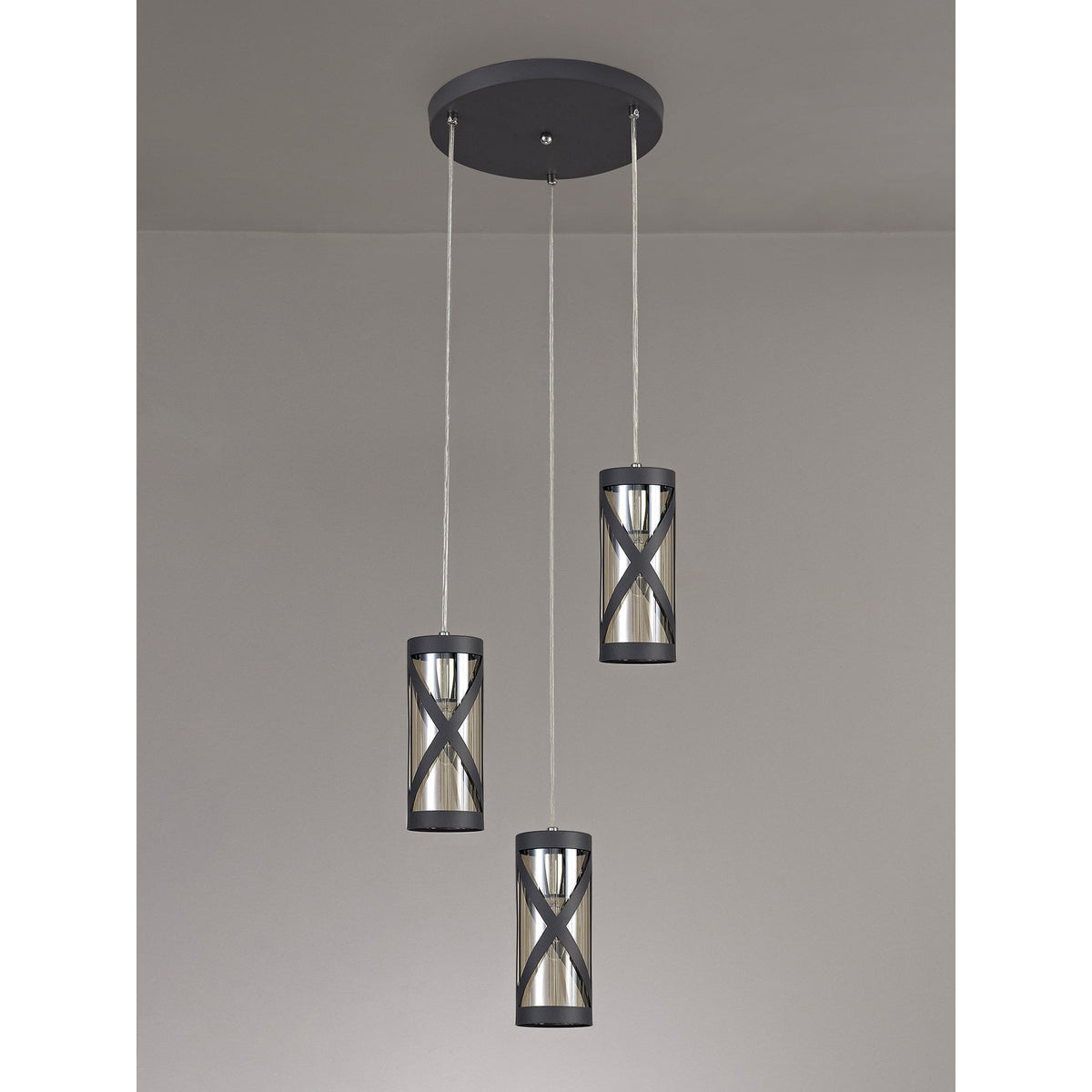 Harberton Triple Round Pendant in Matt Grey