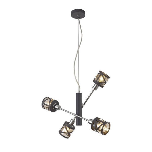 Harberton Four Light Adjustable Pendant Matt Grey