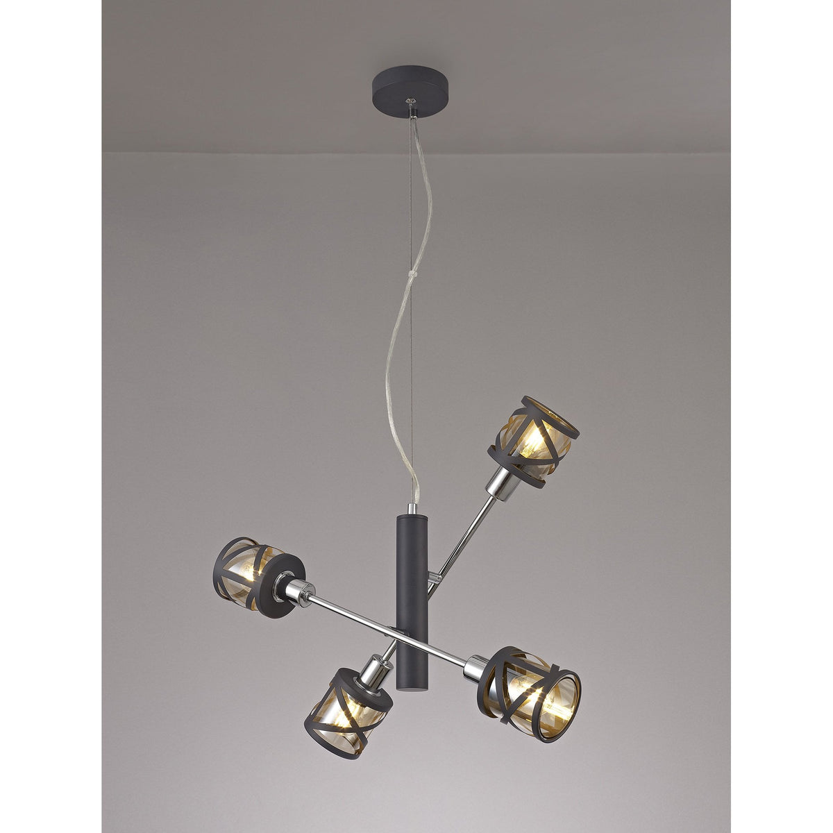 Harberton Four Light Adjustable Pendant Matt Grey