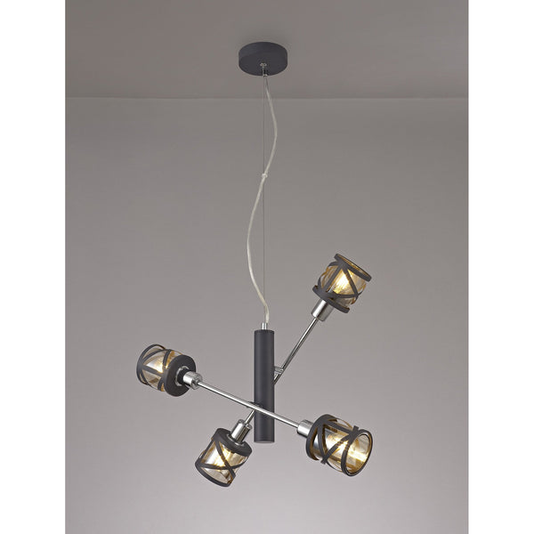 Harberton Four Light Adjustable Pendant Matt Grey