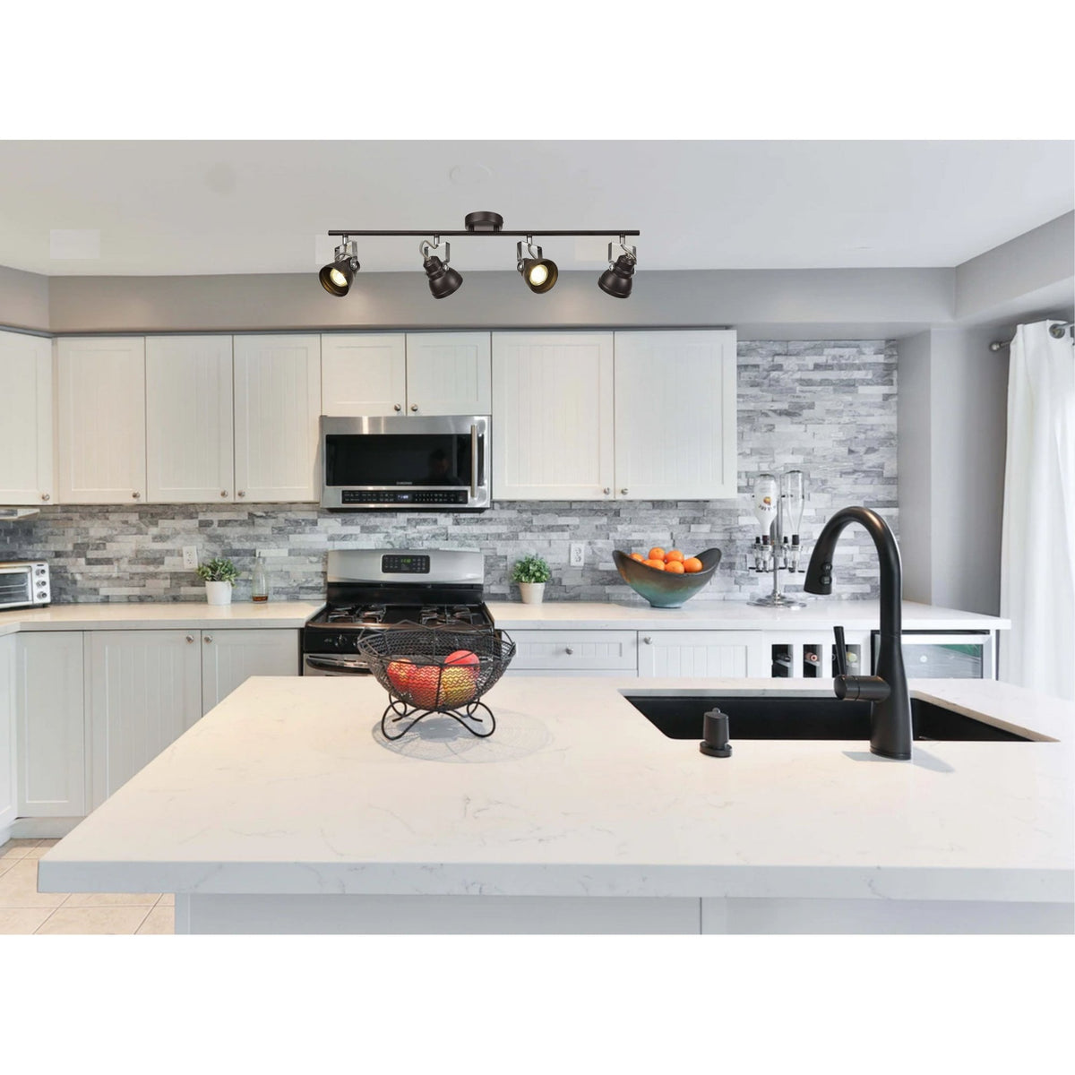 Taddiport Adjustable Linear Bar GU10 Spotlight in Matt Grey & Polished Chrome