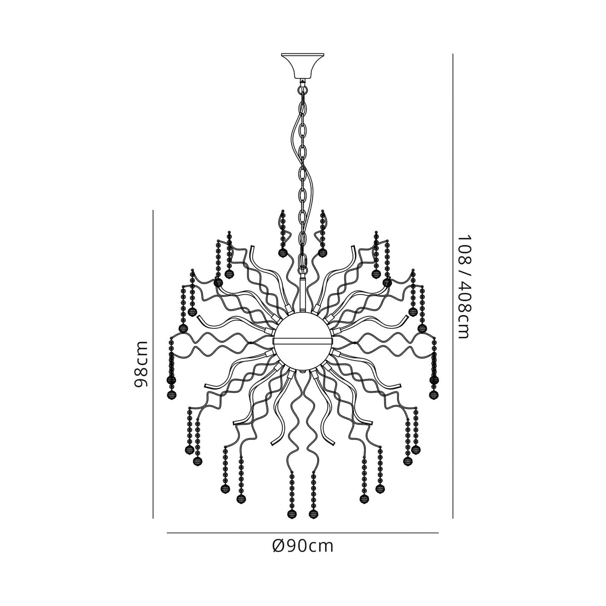 Slapton Dimmable 30 x 2.4W LED Pendant in Polished Chrome