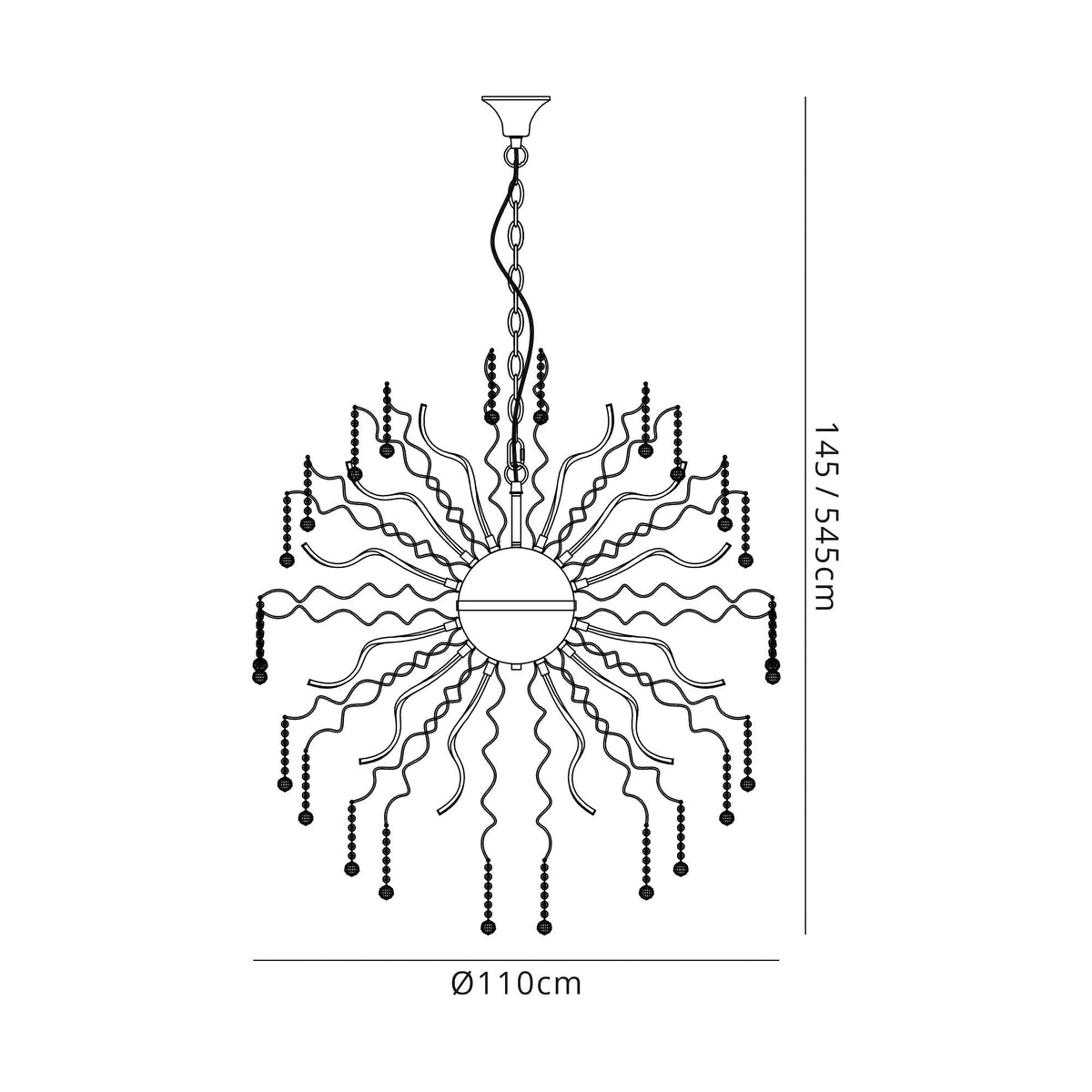 Slapton Dimmable 40 x 3.4W LED Pendant in Polished Chrome