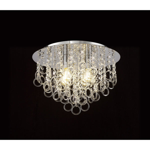 Lamerton Semi Flush Polished Chrome and Crystal Ceiling Light