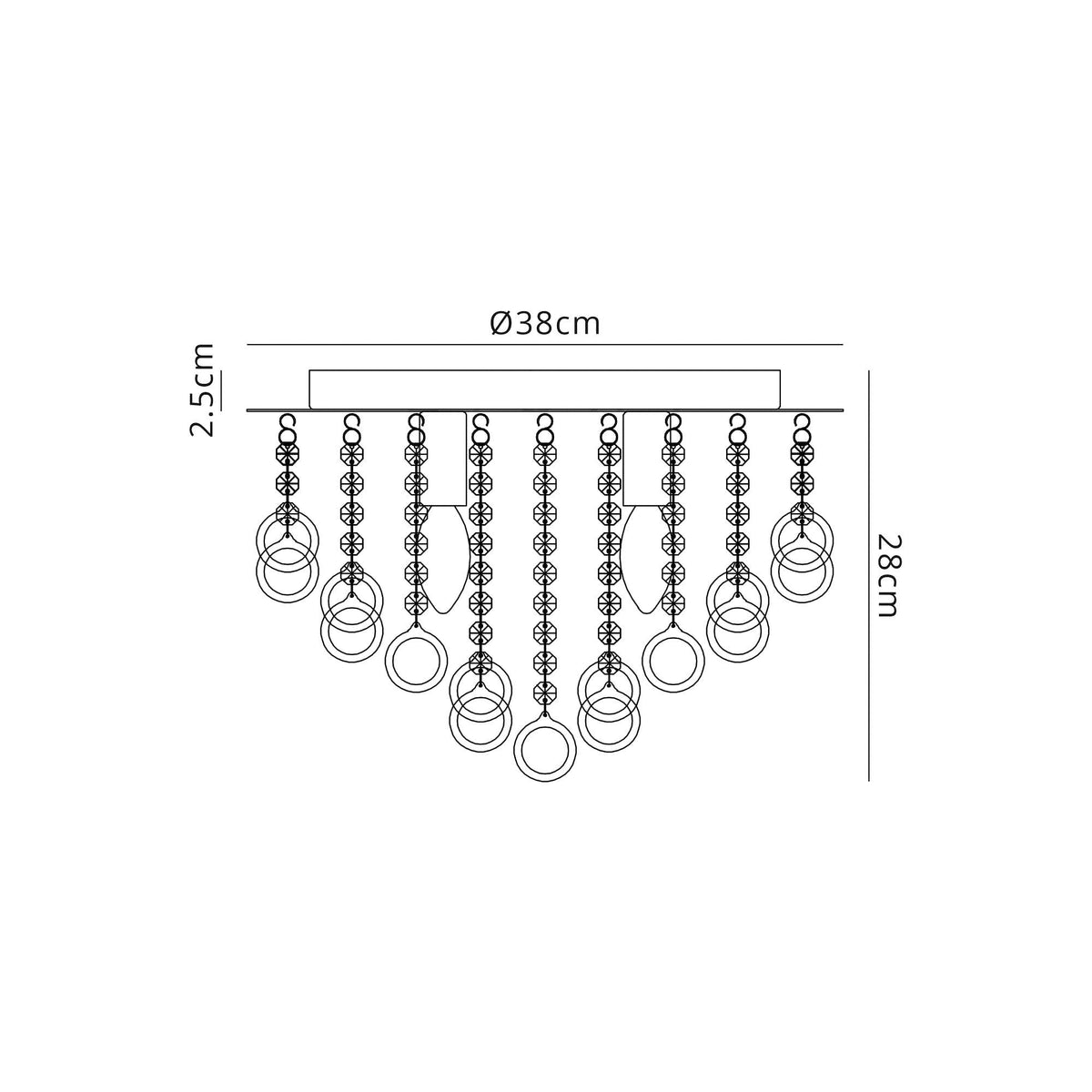 Lamerton Semi Flush Polished Chrome and Crystal Ceiling Light